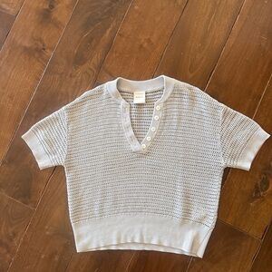 Varley Callie Gray Knit Short Sleeve Top